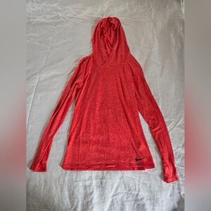 Nike Women’s Red Hooded Long Sleeve Top